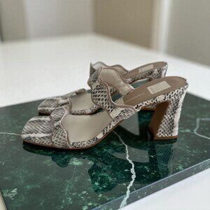 DOLCE VITA Women's Snake Print Leather Double Strap Sandals Heels Size 13 NWOB